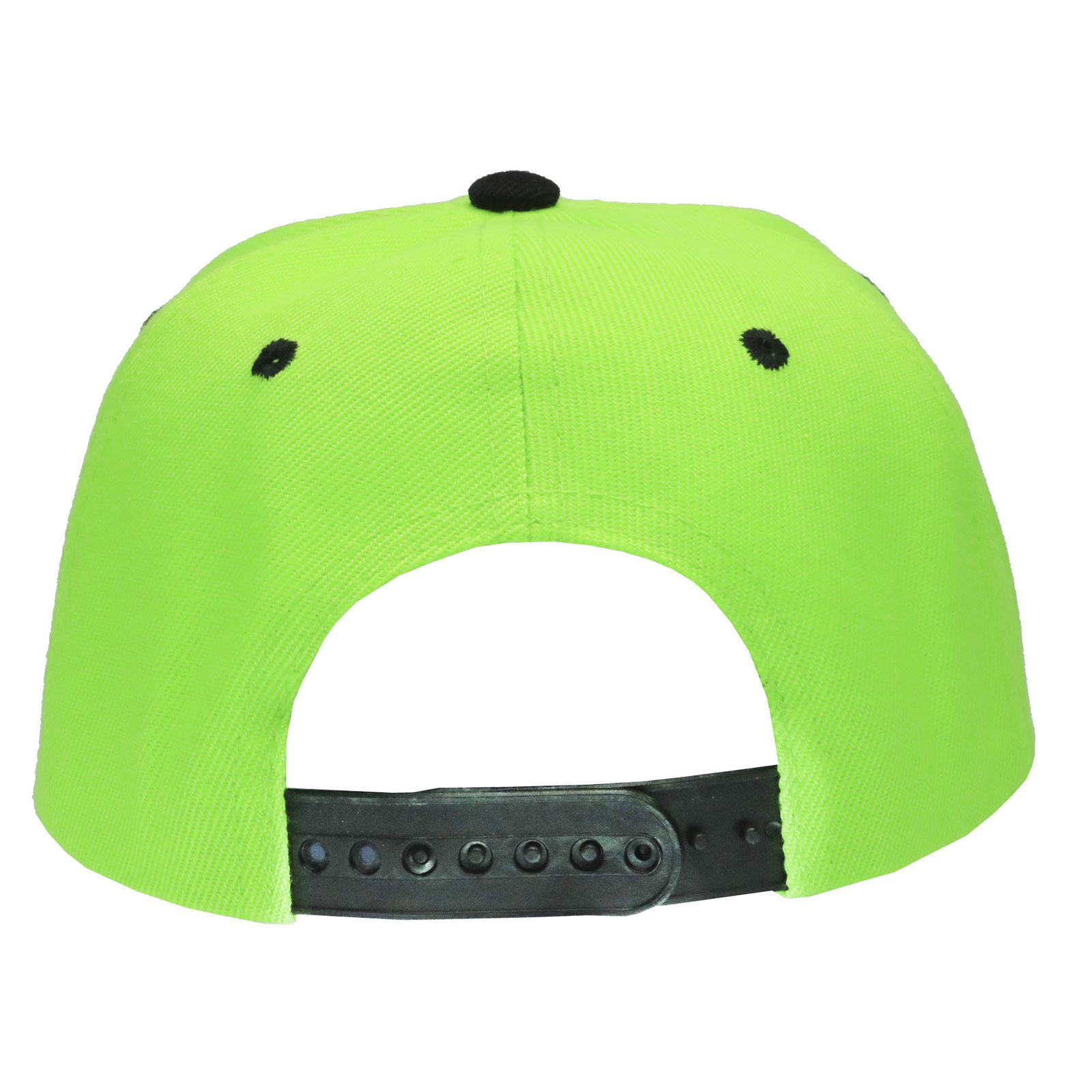 Gorra visera plana de acrílico para adulto combinada verde lima y negro