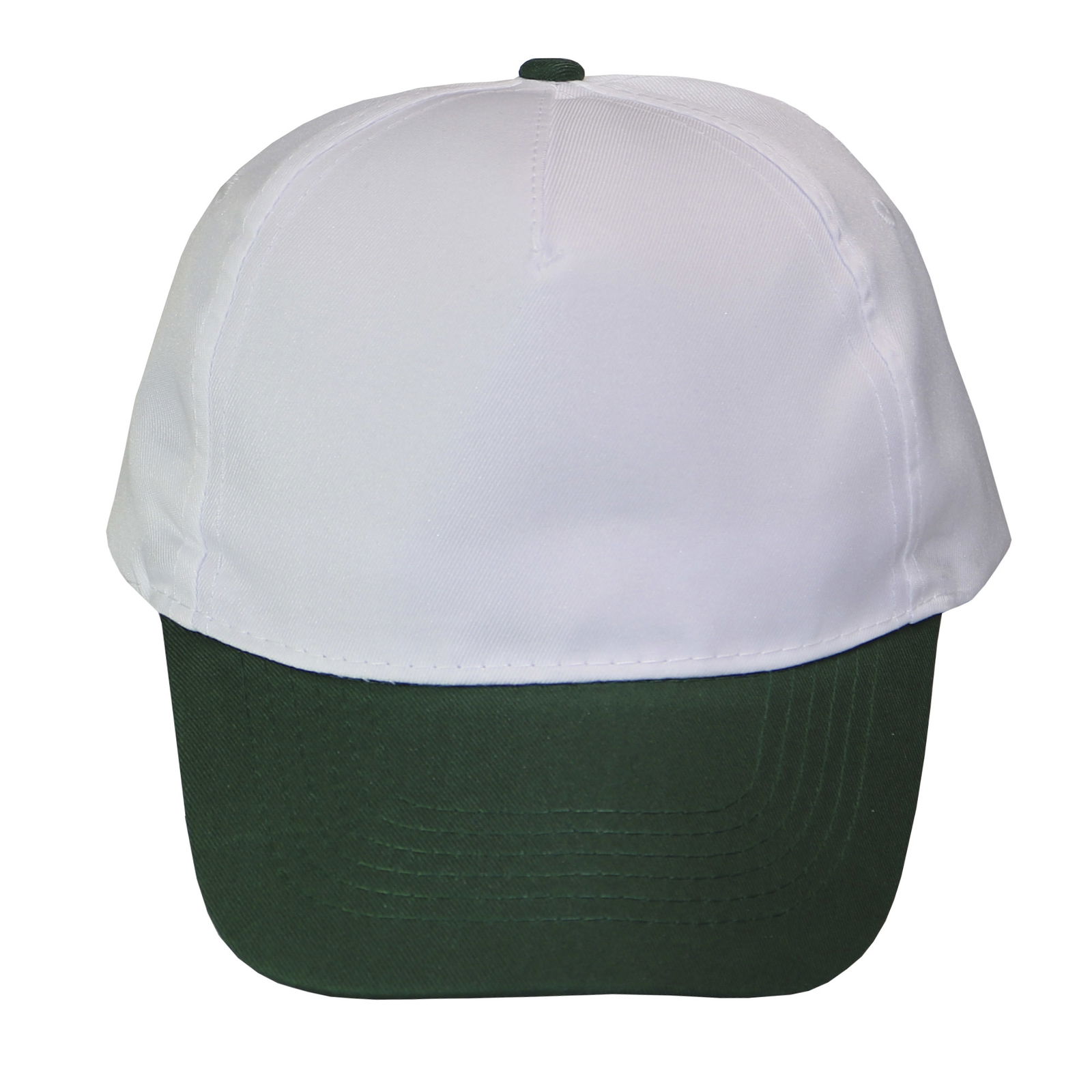 Gorra 5 gajos visera curva copa blanca visera verde botella