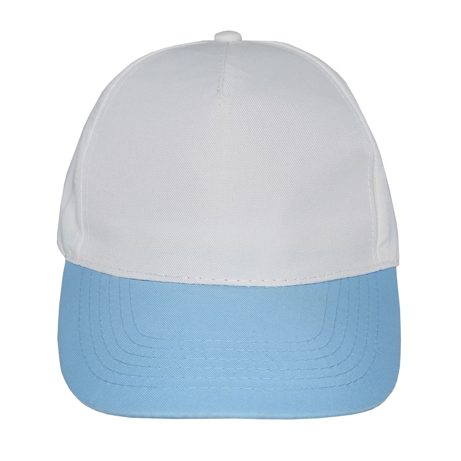 Gorra 5 gajos visera curva copa blanca visera celeste