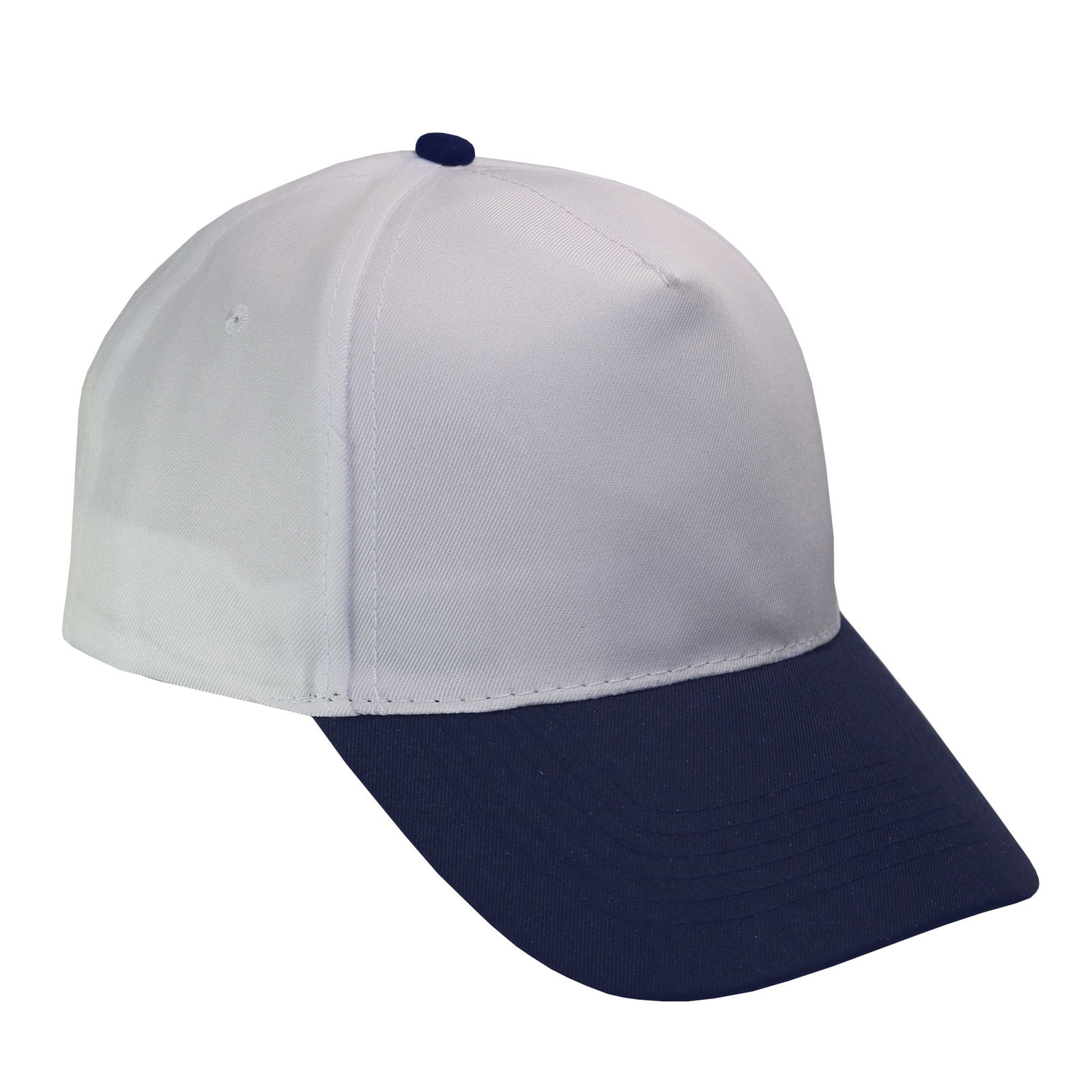 Gorra 5 gajos visera curva copa blanca visera azul marino