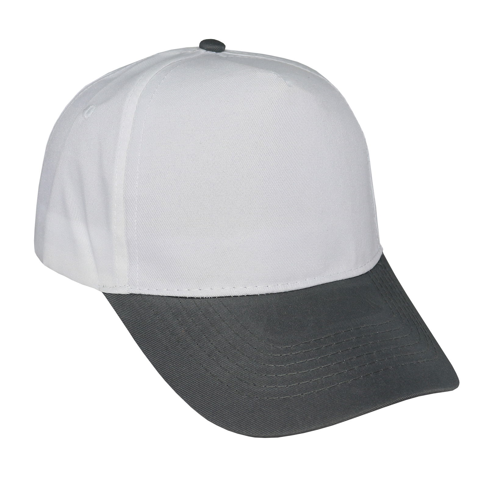 Gorra 5 gajos visera curva copa blanca visera gris