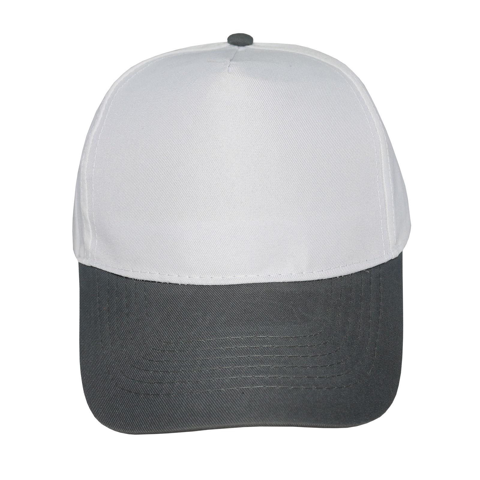 Gorra 5 gajos visera curva copa blanca visera gris