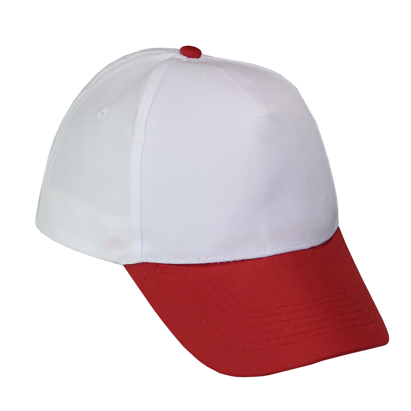 Gorra 5 gajos visera curva copa blanca visera roja