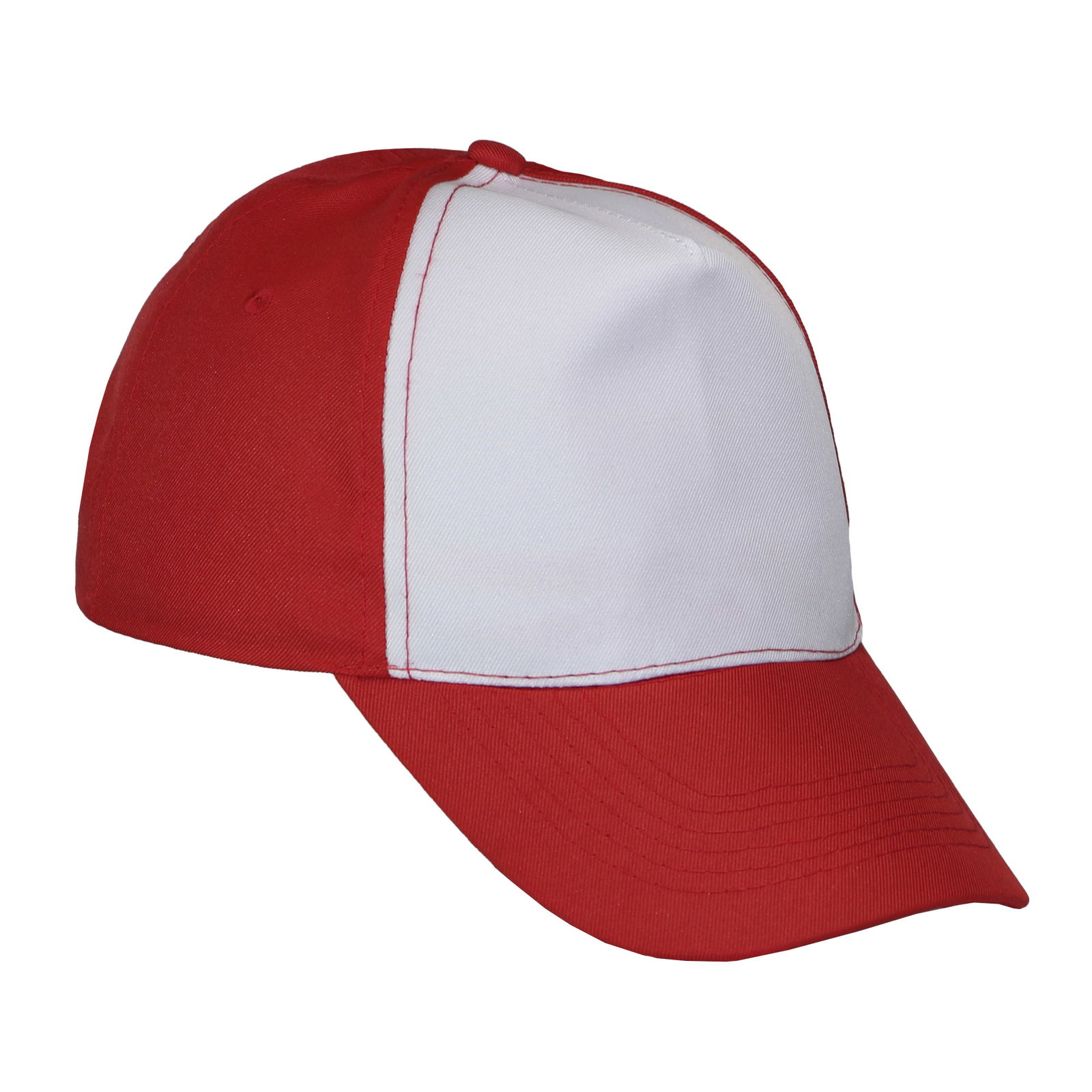 Gorra 5 gajos visera curva roja con frente blanco