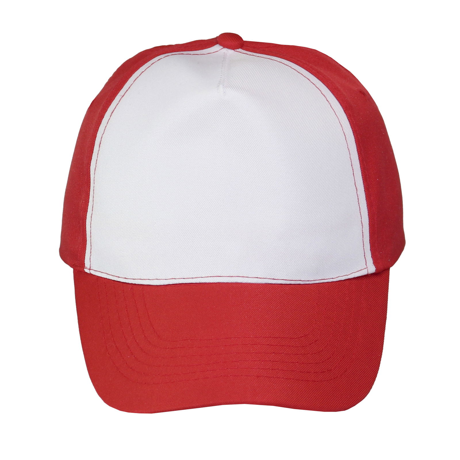 Gorra 5 gajos visera curva roja con frente blanco