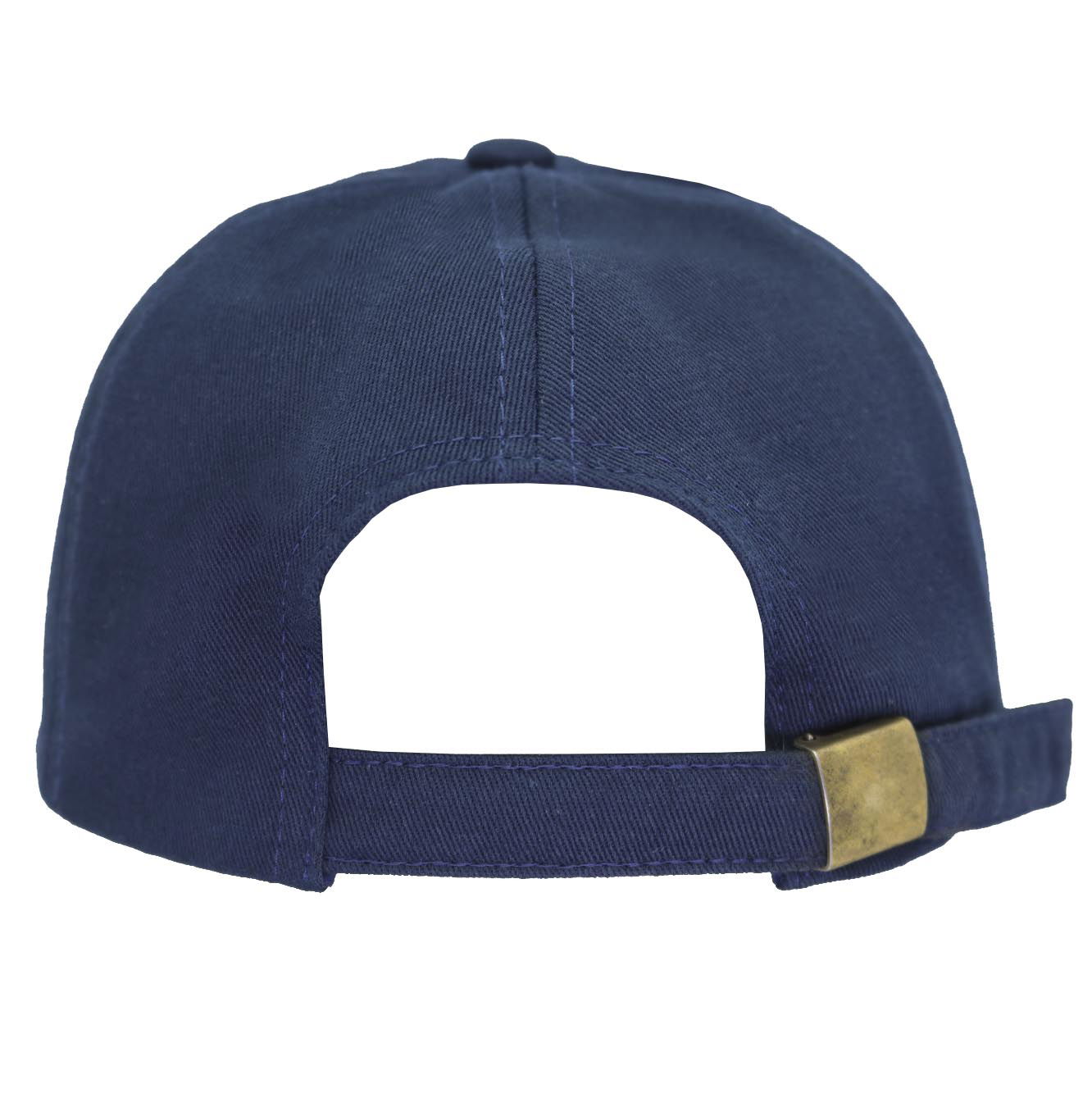 Gorra visera curva  6 gajos en algodón con ajuste de hebilla metálica.