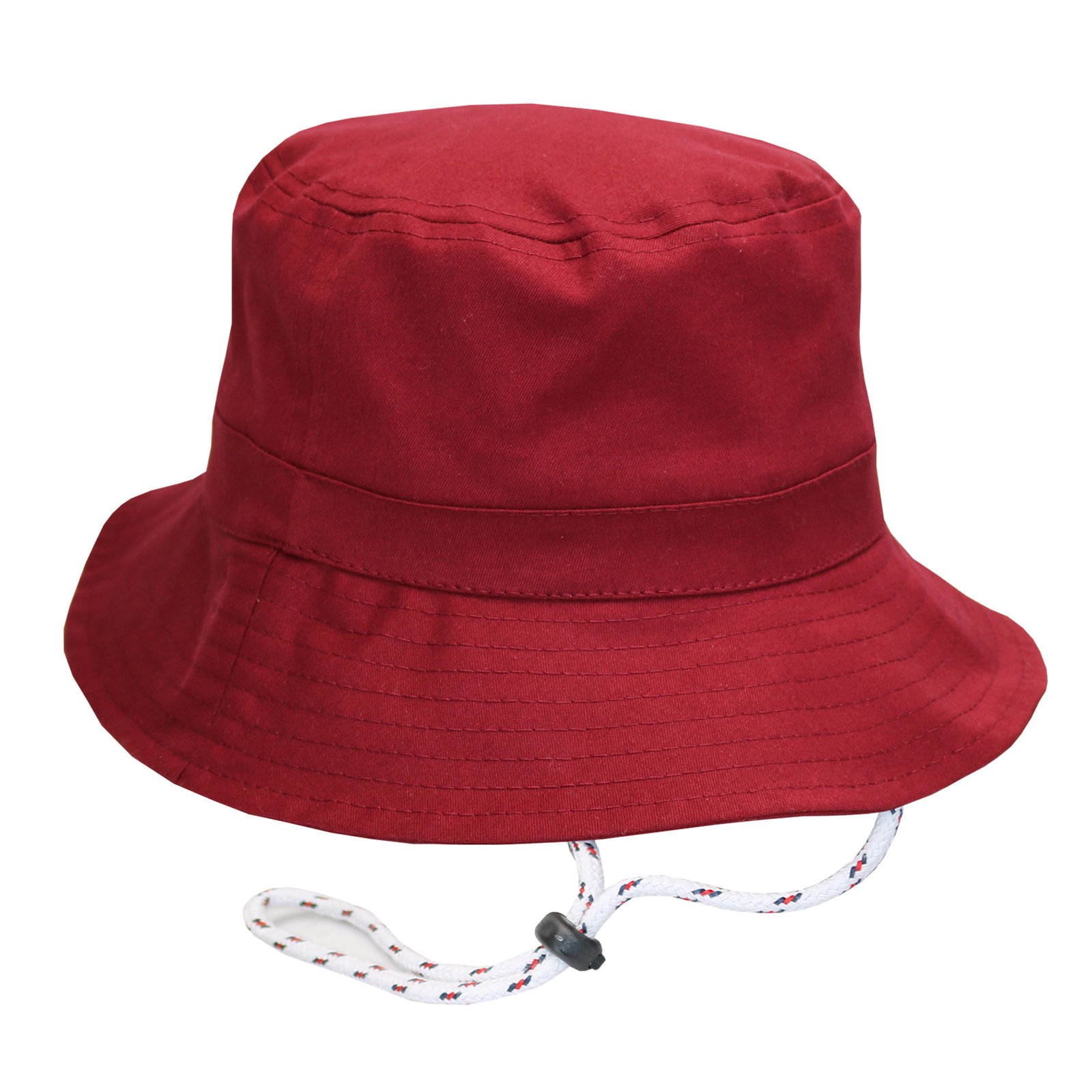 Bucket hat con cordón en gabardina bordo.