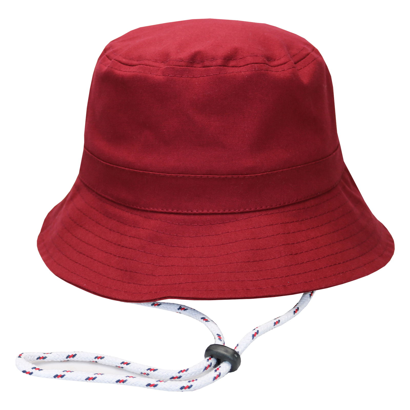 Bucket hat con cordón en gabardina bordo.