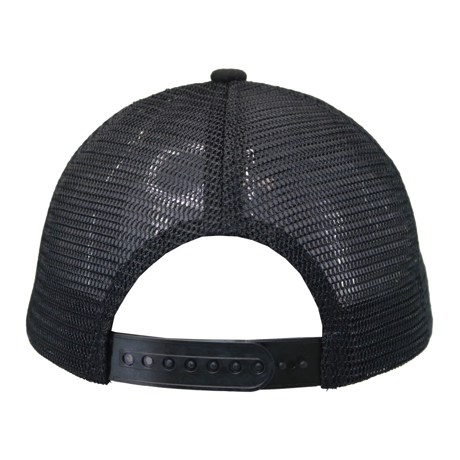 Gorra trucker visera curva 6 paneles negro.