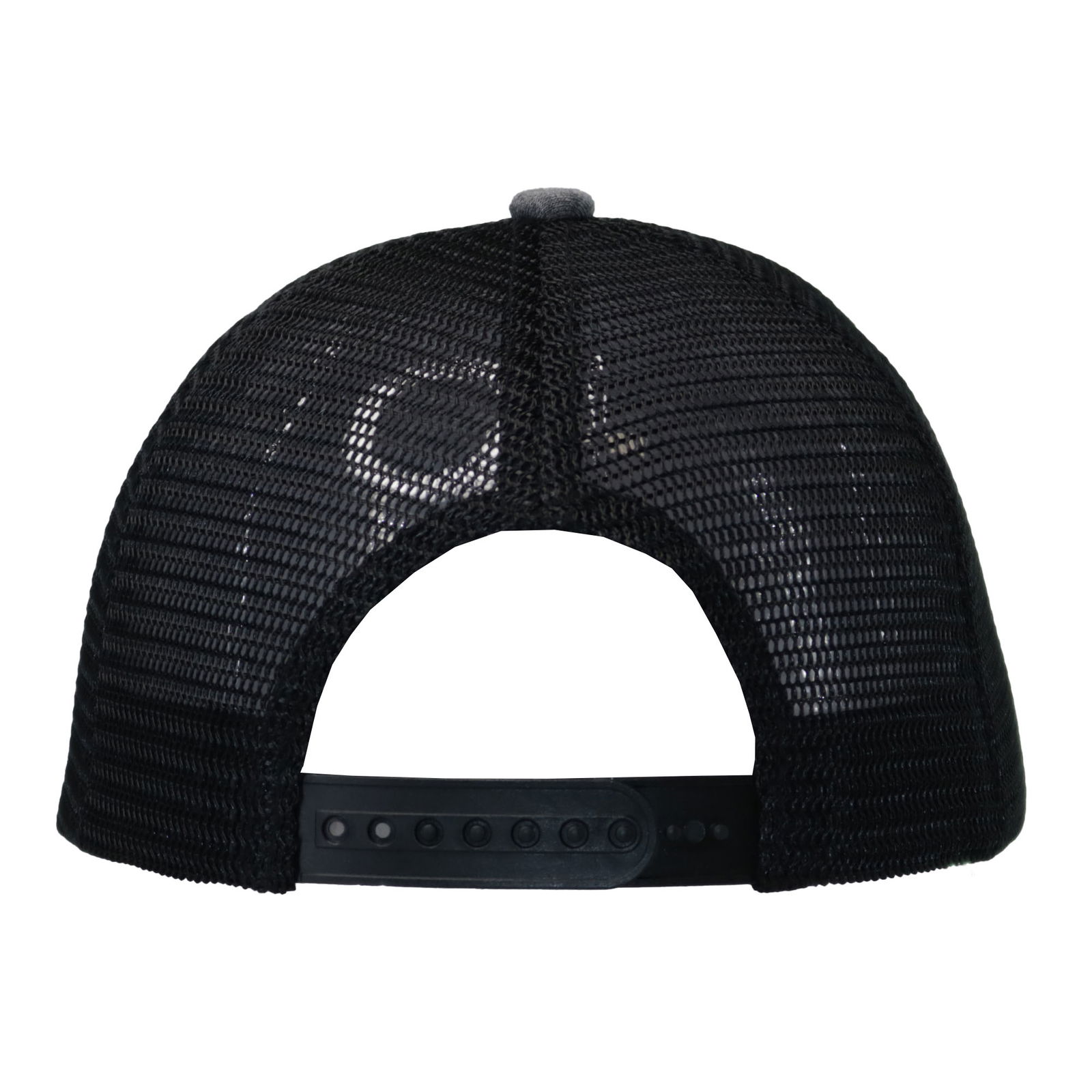 Gorra trucker visera curva 6 paneles melange gris.