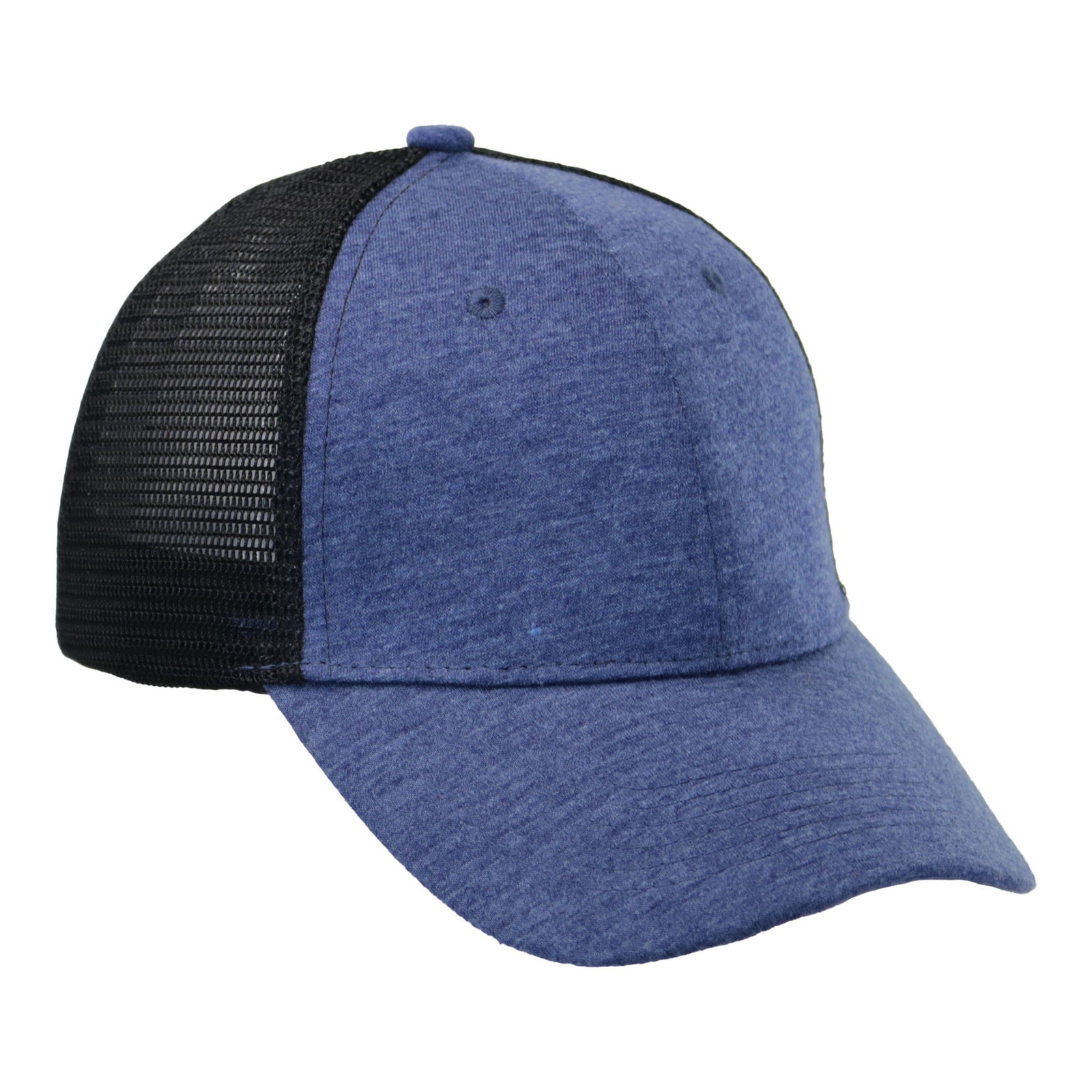 Gorra trucker visera curva 6 paneles azul.