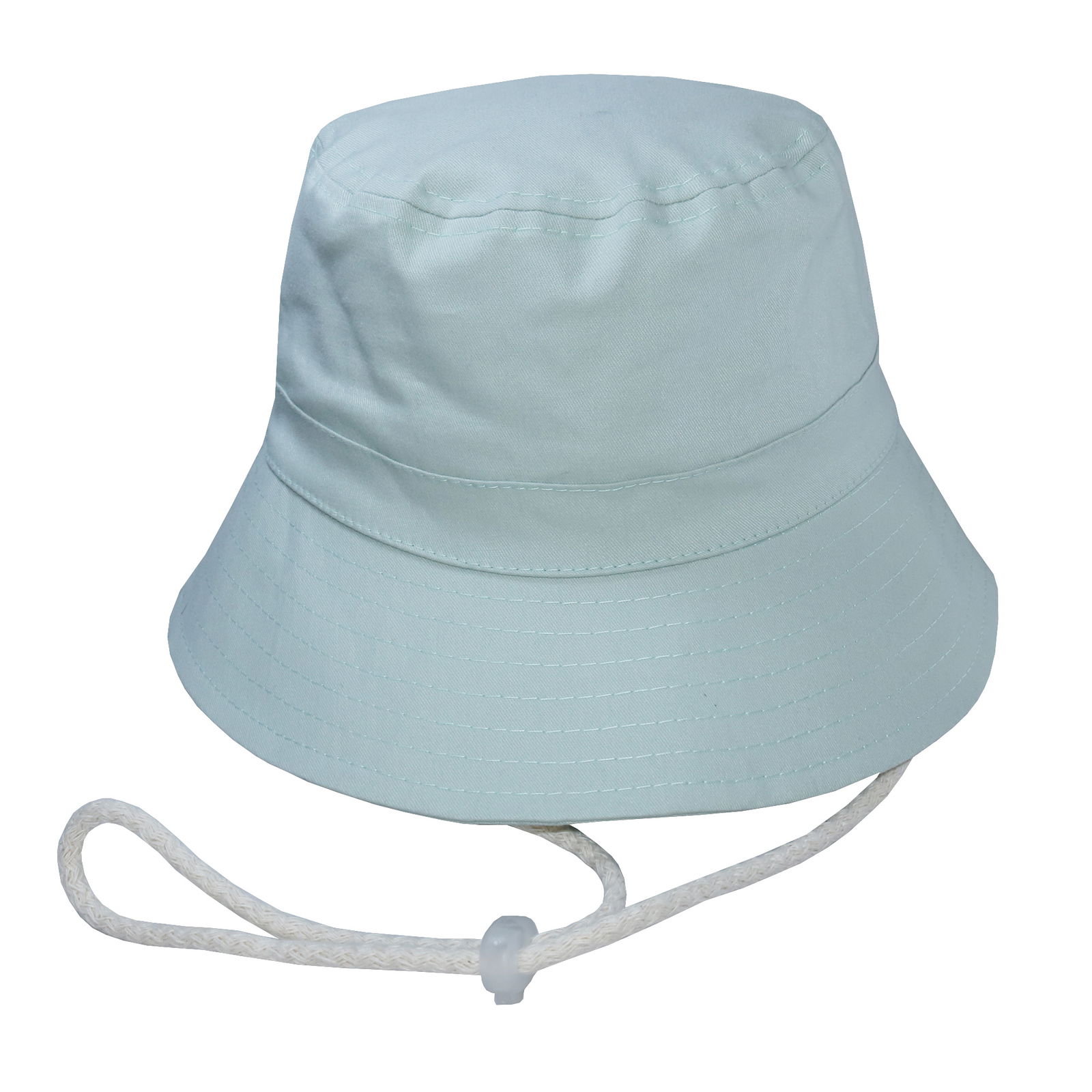 Bucket hat con cordón en gabardina agua marina.