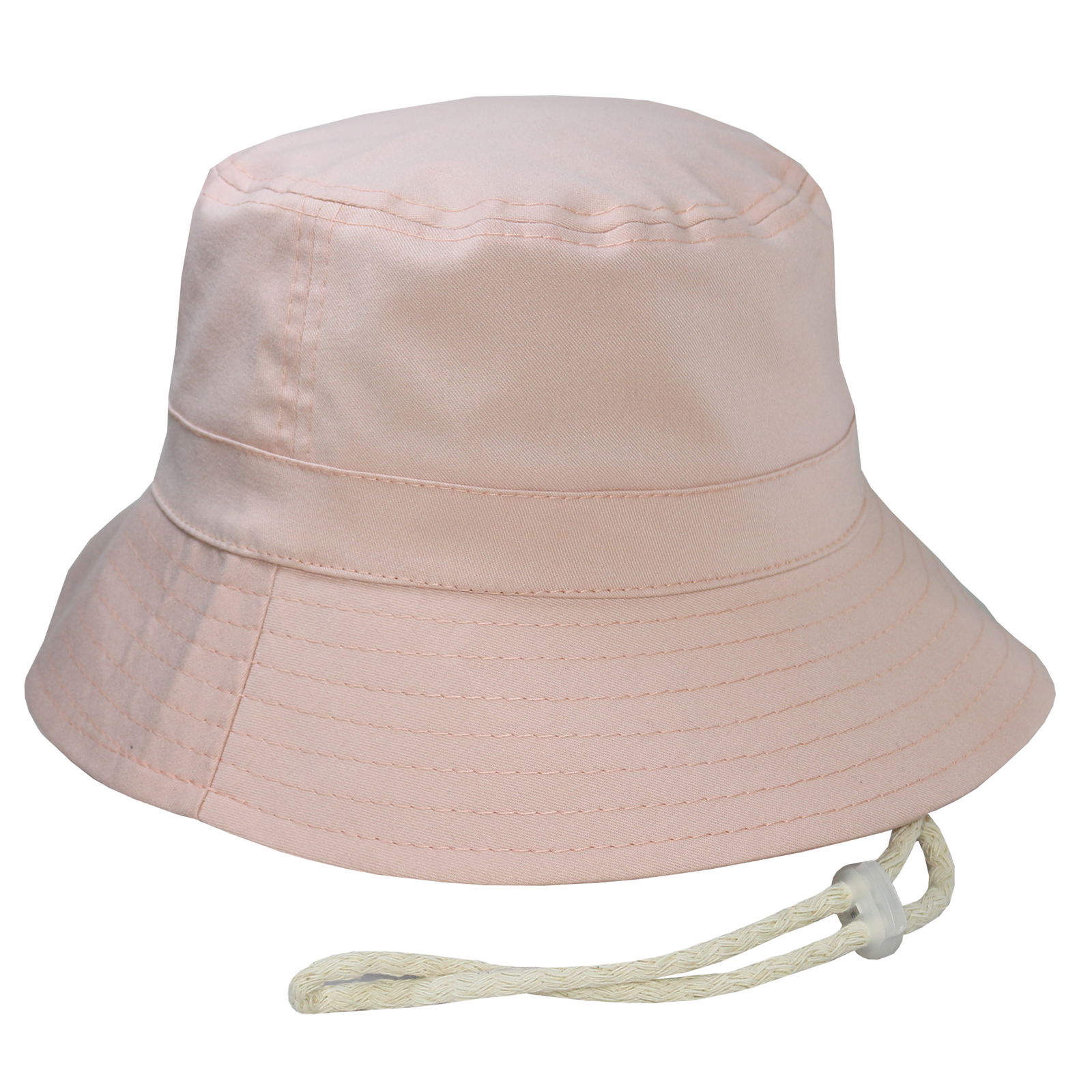 Bucket hat con cordón en gabardina salmon.