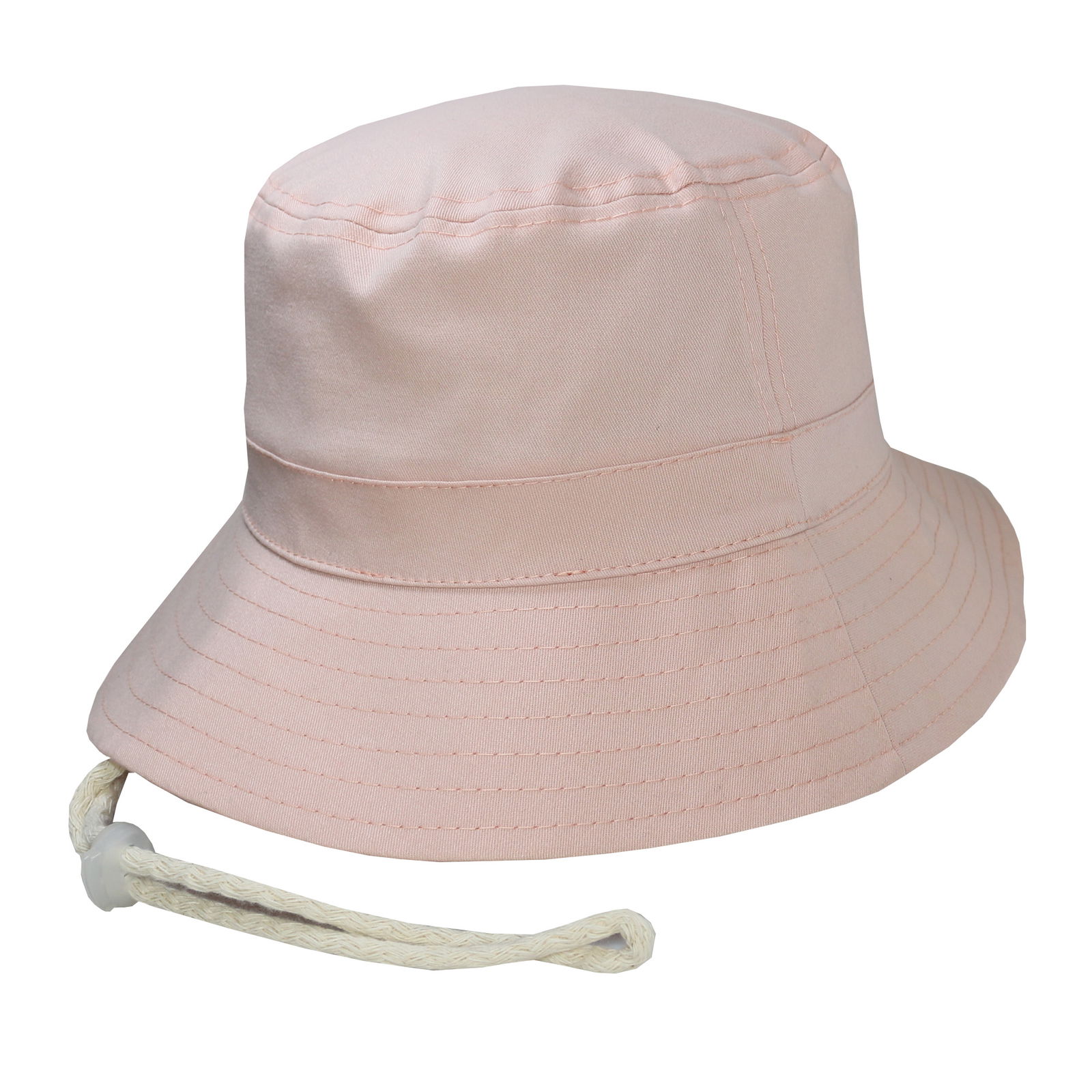 Bucket hat con cordón en gabardina salmon.