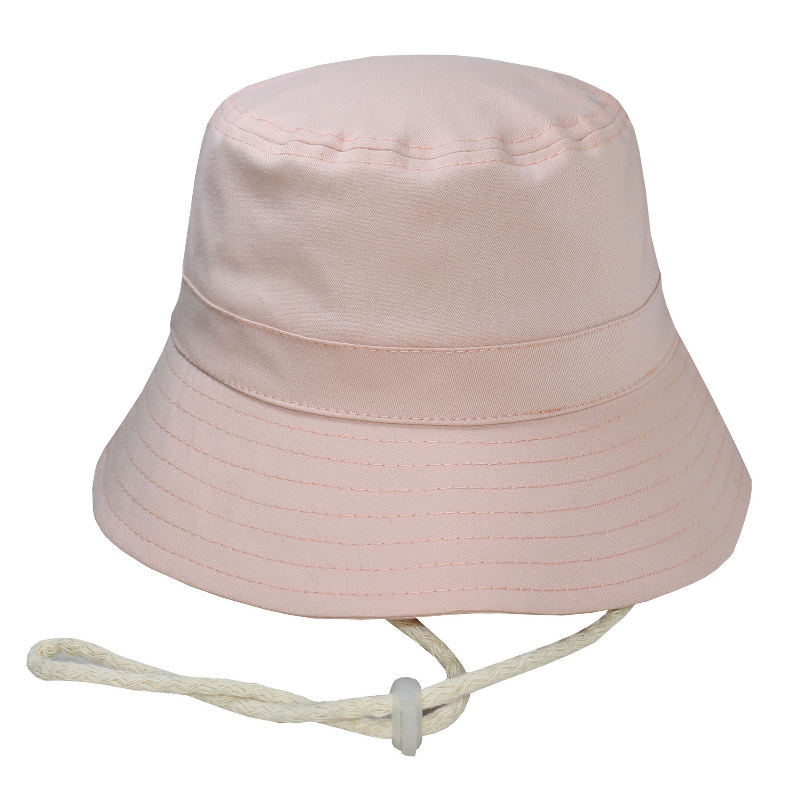 Bucket hat con cordón en gabardina salmon.