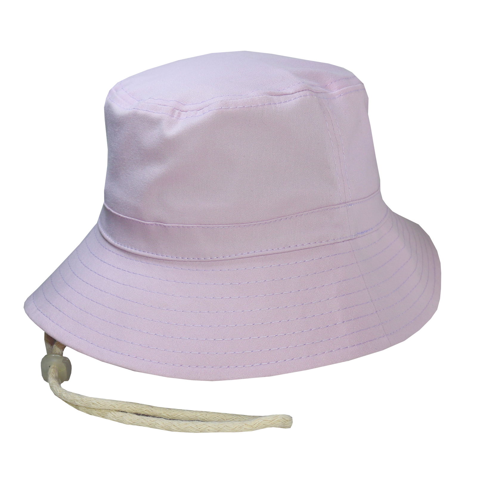 Bucket hat con cordón en gabardina lila.