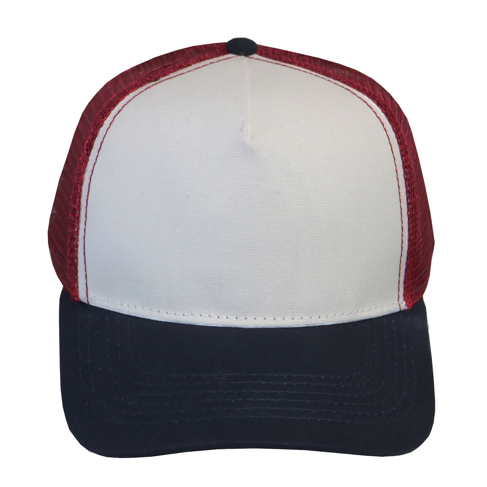 Trucker canva combinado en crudo bordo y marino