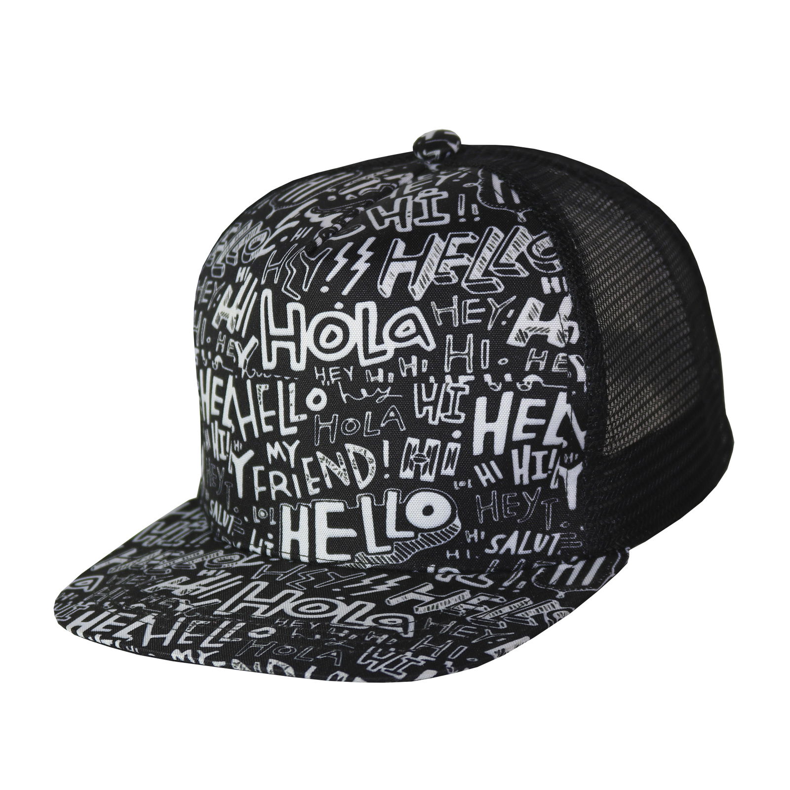 Gorra trucker sublimada visera semi curva.