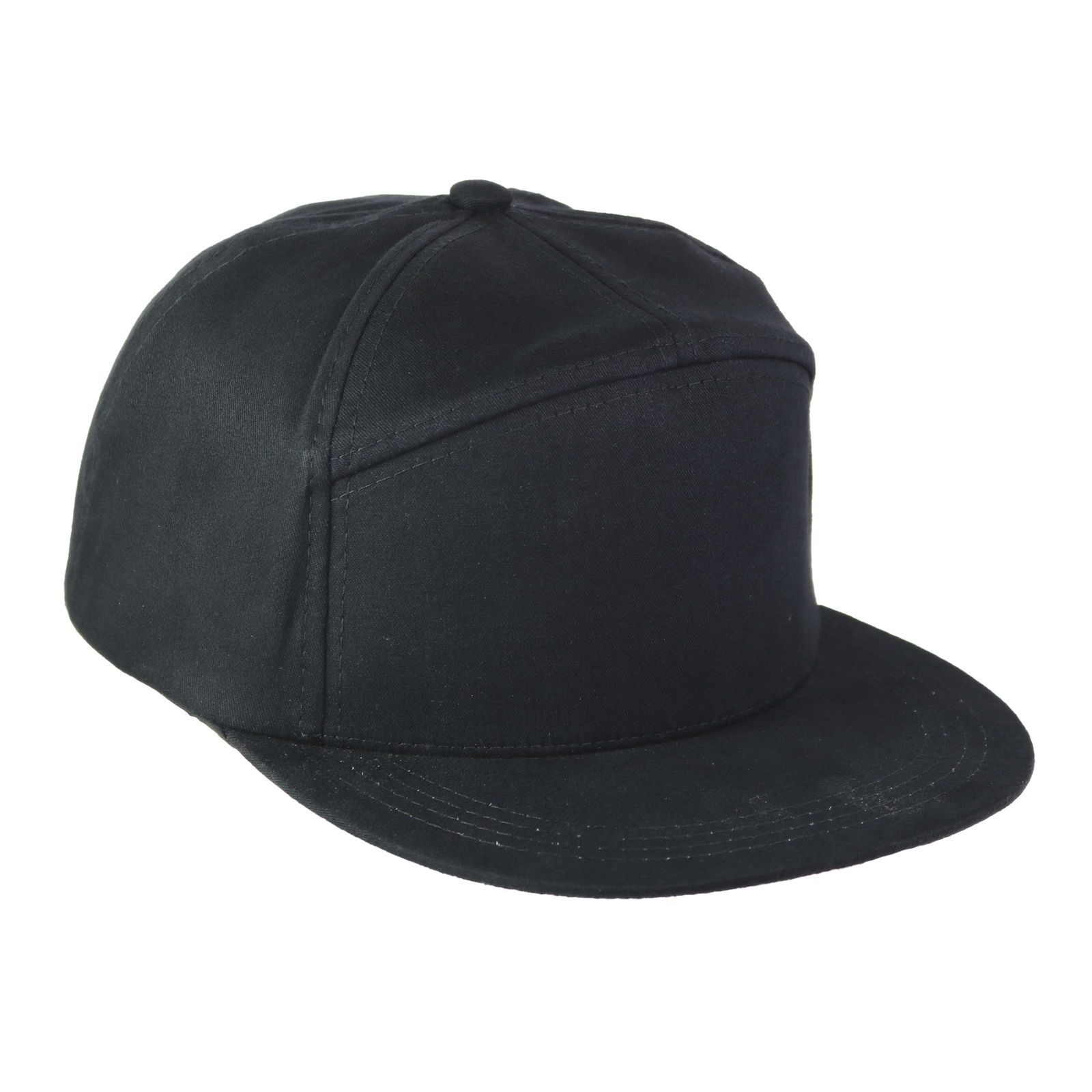 Gorra visera plana 7 paneles negro.