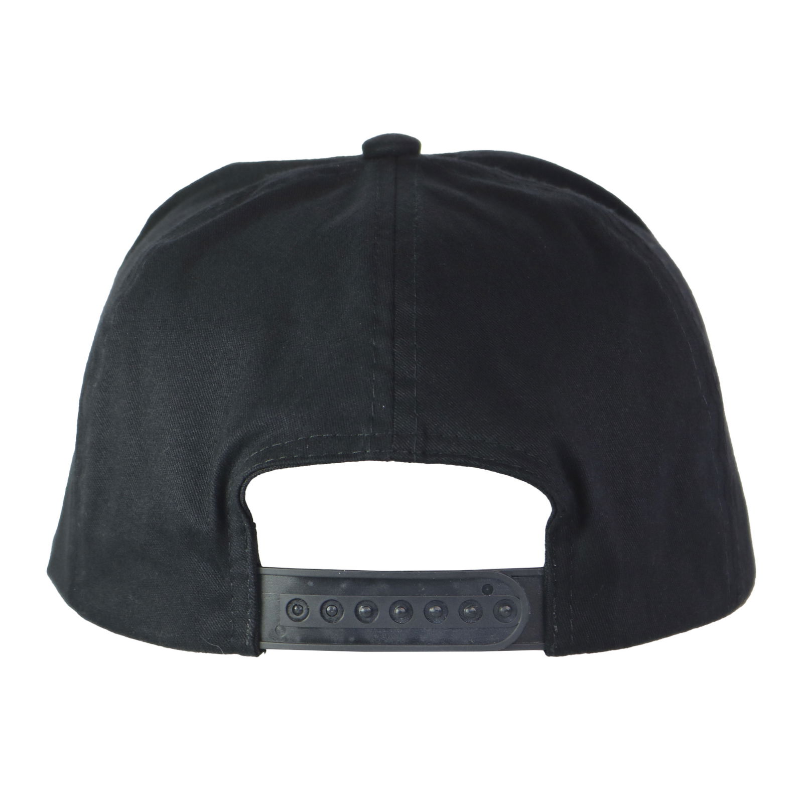 Gorra visera plana 7 paneles negro.