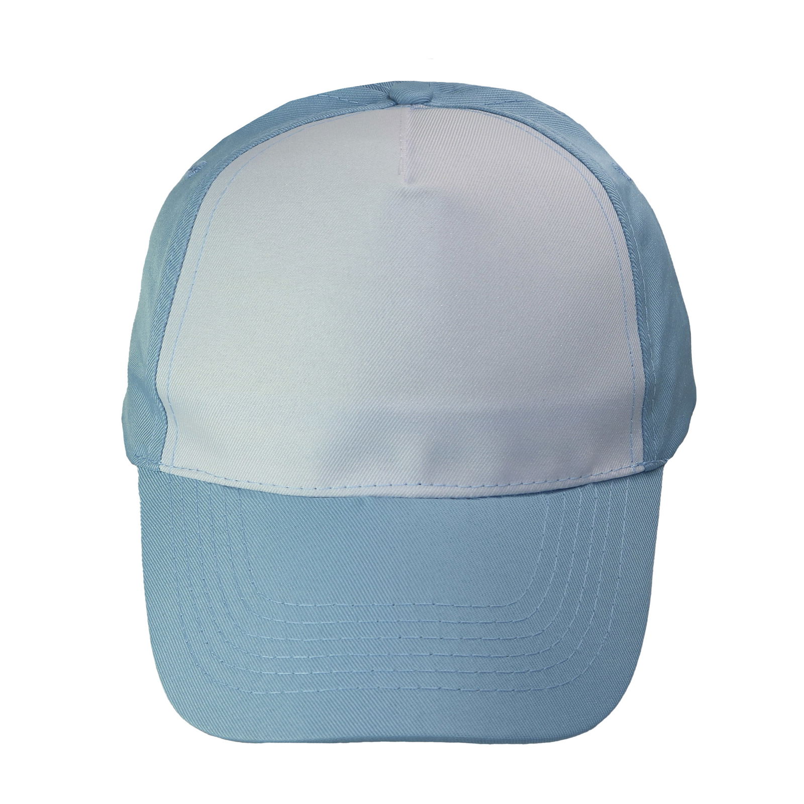 Gorra 5 gajos visera curva celeste con frente blanco