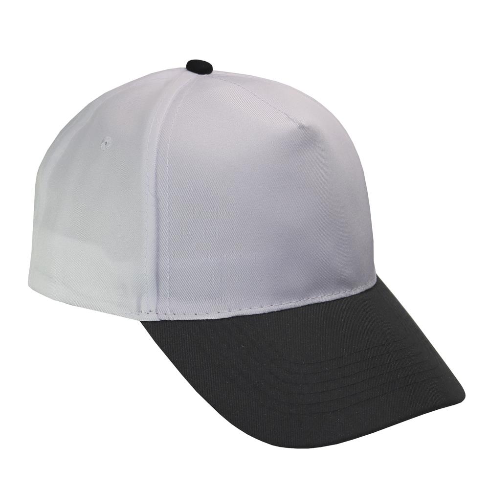 Gorra 5 gajos visera curva copa blanca visera negra