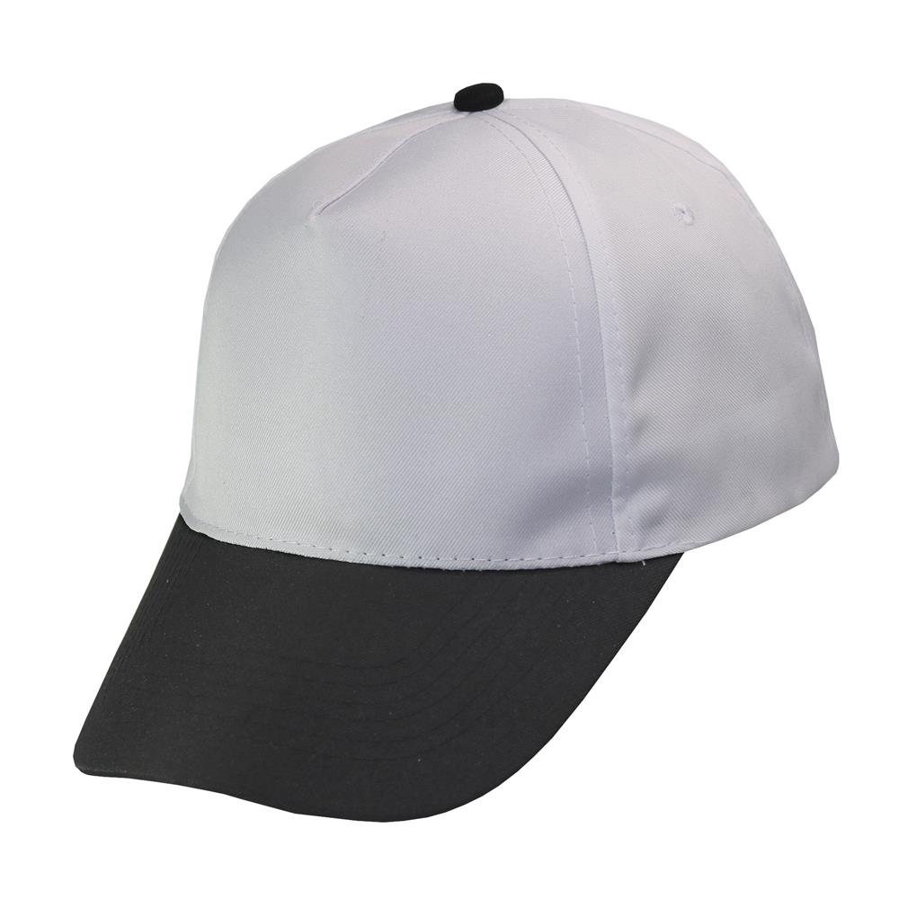 Gorra 5 gajos visera curva copa blanca visera negra