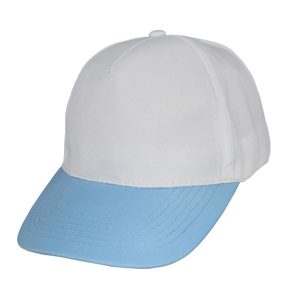 Gorra 5 gajos visera curva copa blanca visera celeste