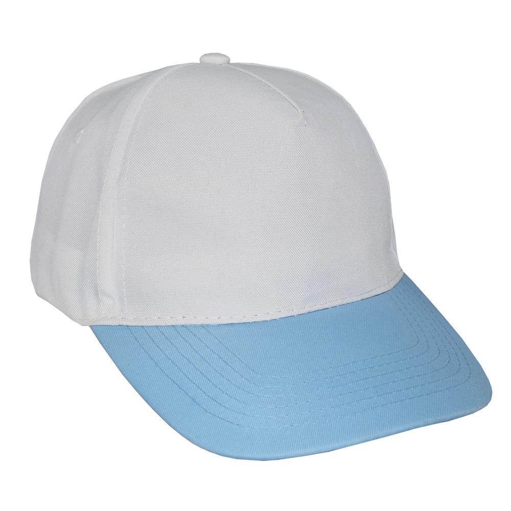 Gorra 5 gajos visera curva copa blanca visera celeste