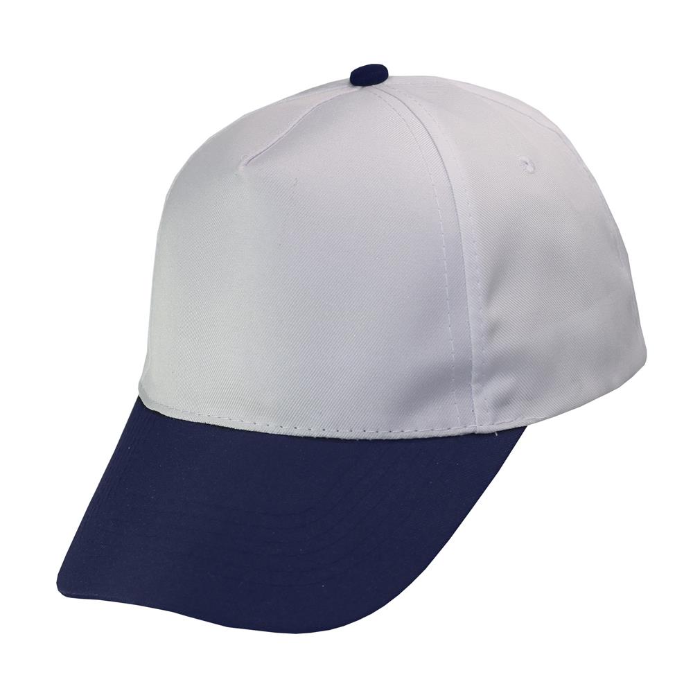 Gorra 5 gajos visera curva copa blanca visera azul marino