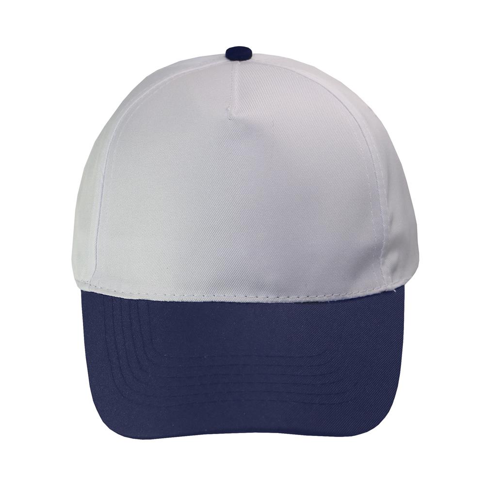 Gorra 5 gajos visera curva copa blanca visera azul marino