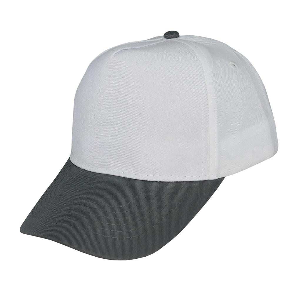 Gorra 5 gajos visera curva copa blanca visera gris