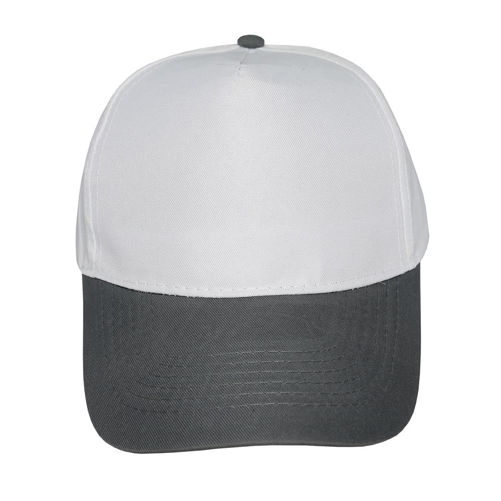 Gorra 5 gajos visera curva copa blanca visera gris