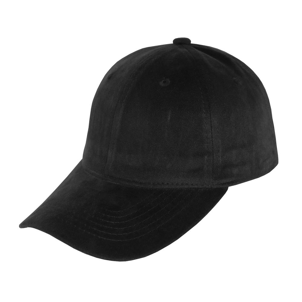 Gorra de adulto en algodón 6 gajos esmerilada negra