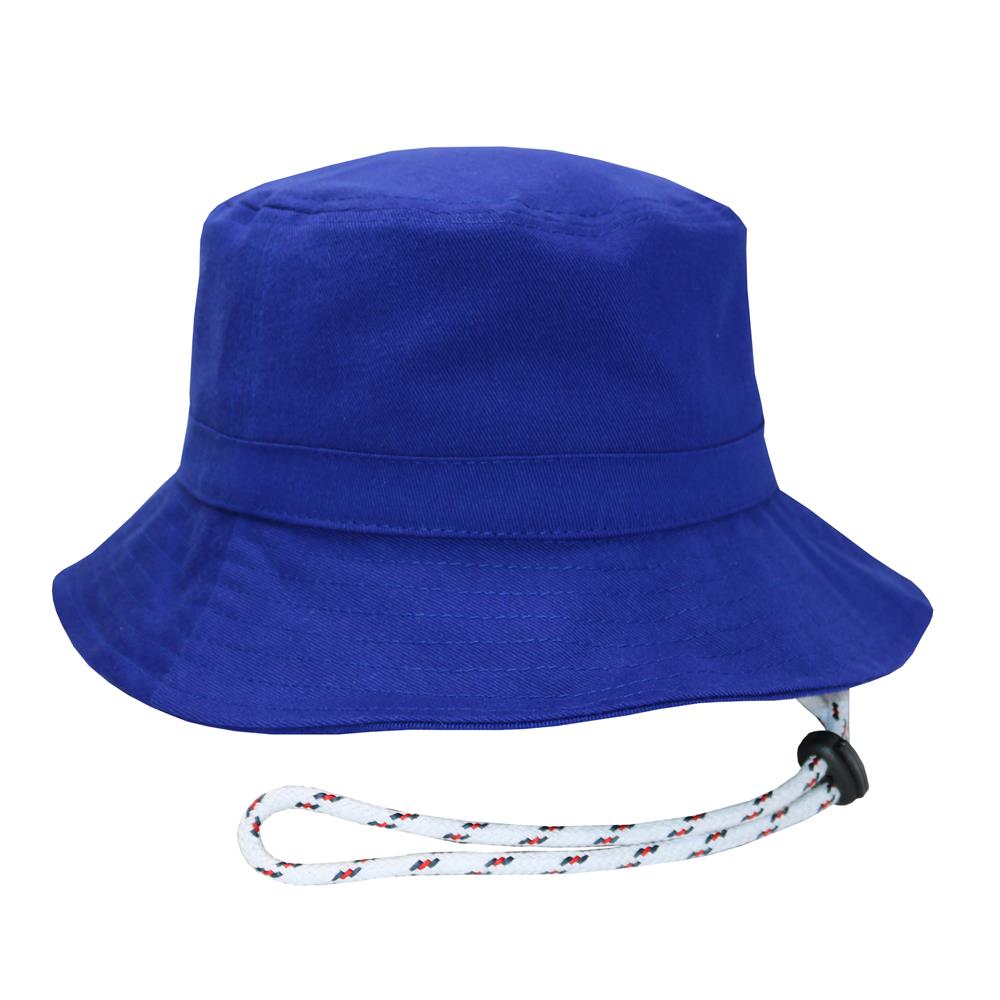 Bucket hat con cordón en gabardina azul francia.