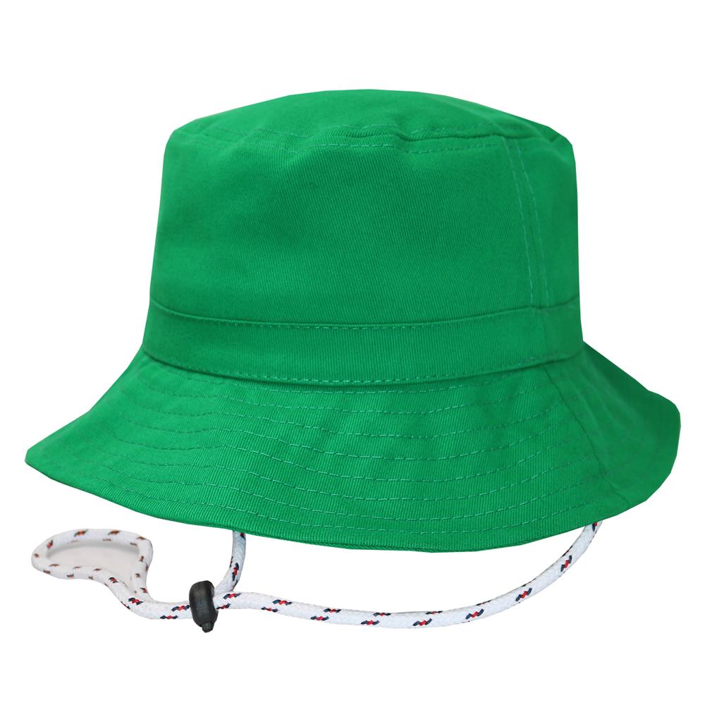 Bucket hat con cordón en gabardina verde