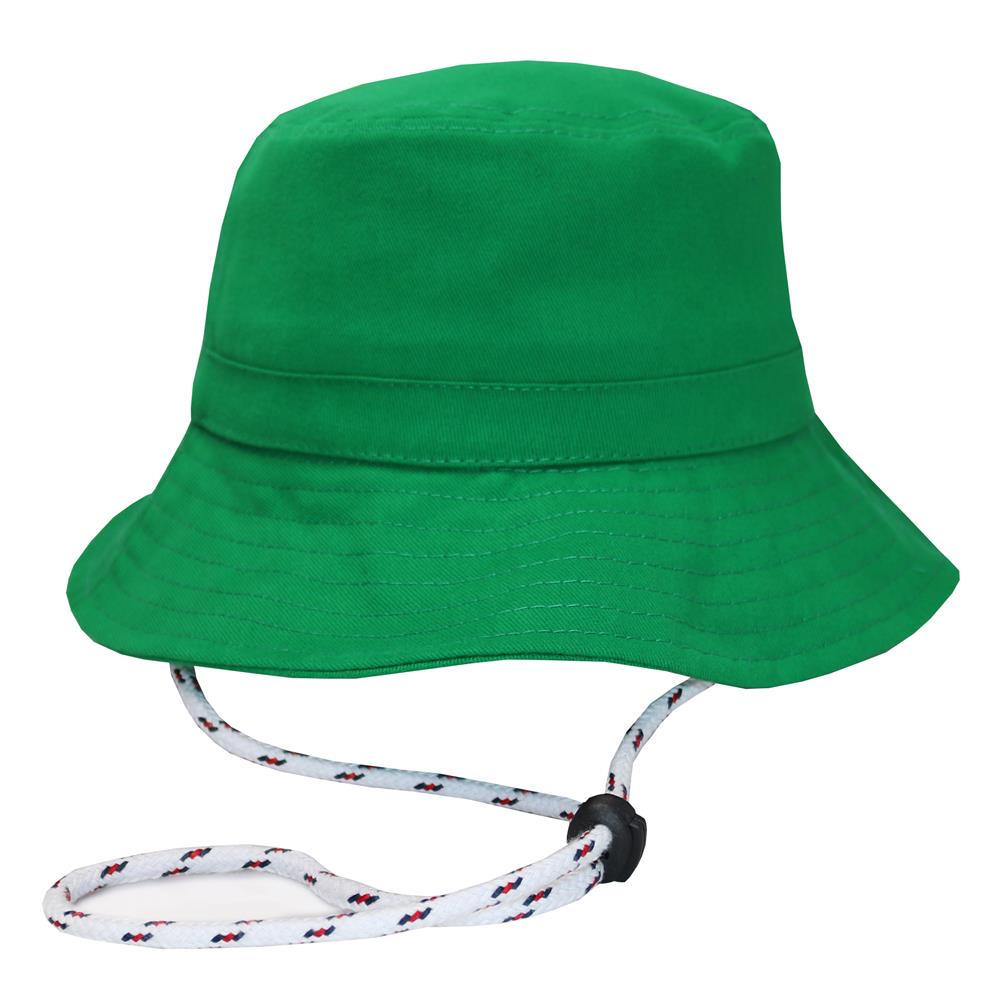 Bucket hat con cordón en gabardina verde