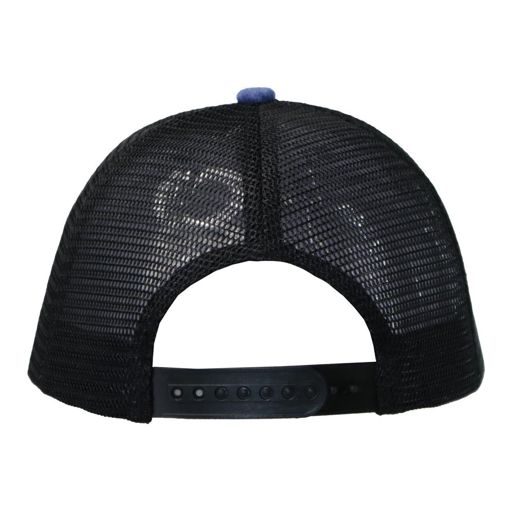 Gorra trucker visera curva 6 paneles azul.