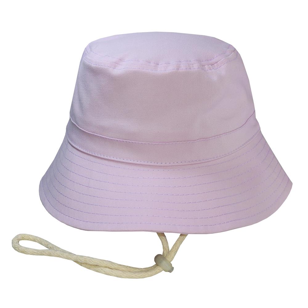 Bucket hat con cordón en gabardina lila.