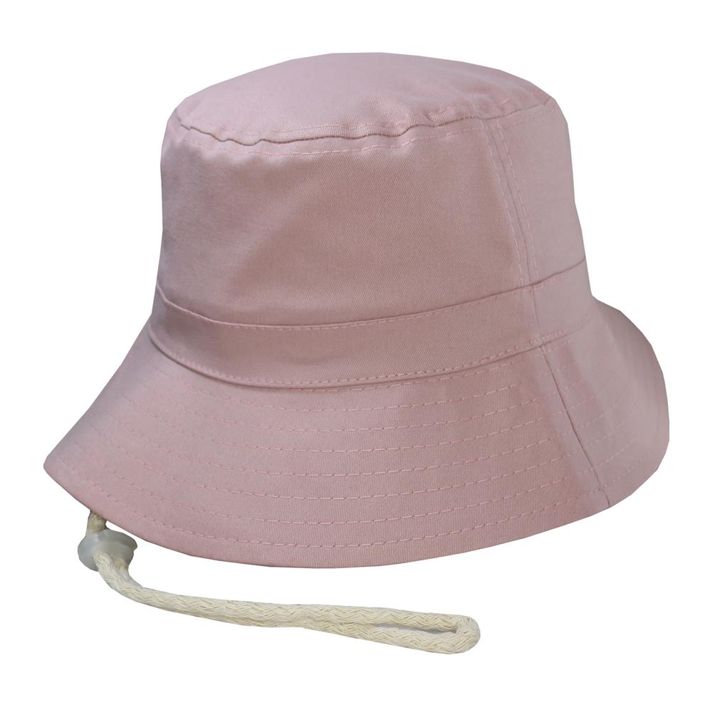 Bucket hat con cordón en gabardina rosa.