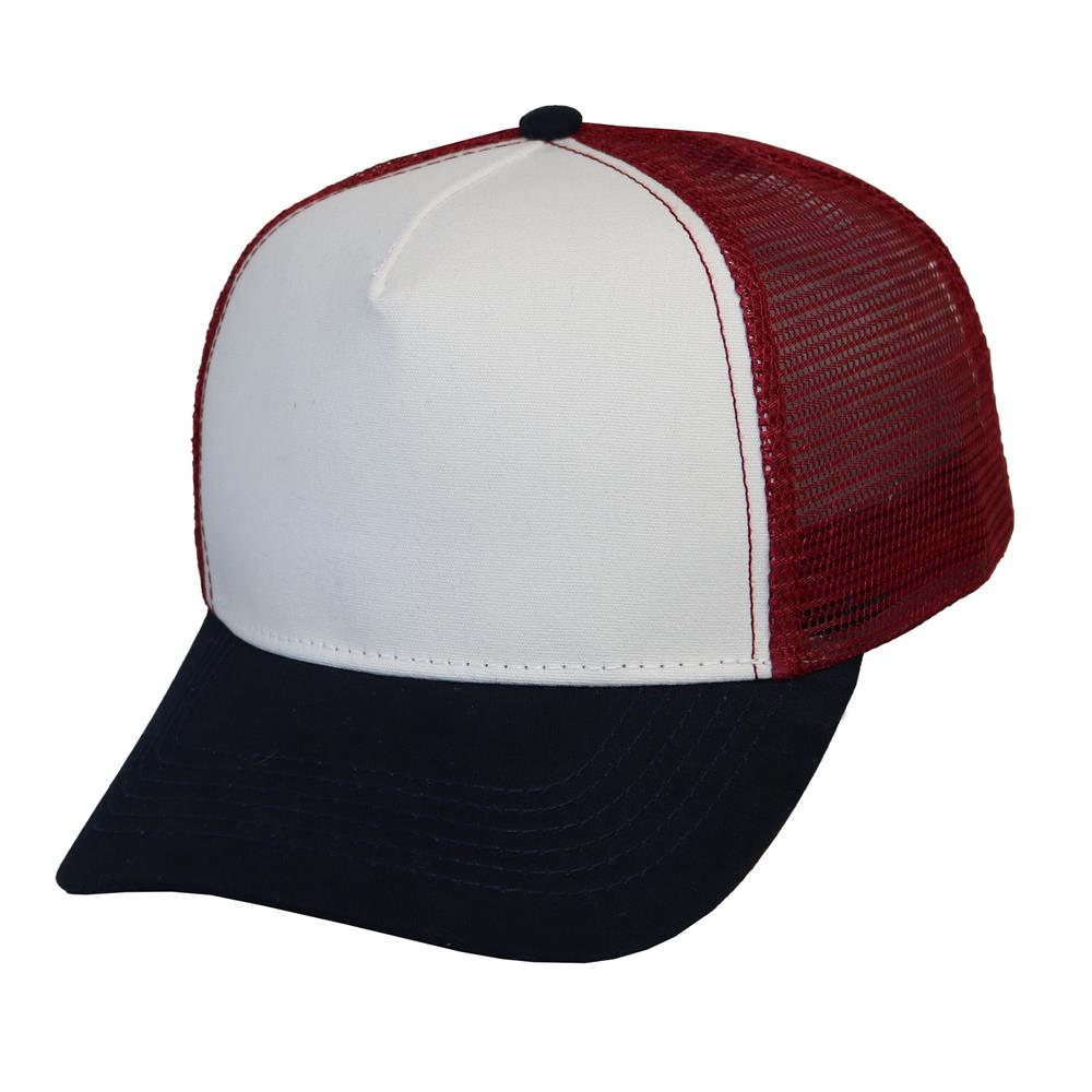 Trucker canva combinado en crudo bordo y marino